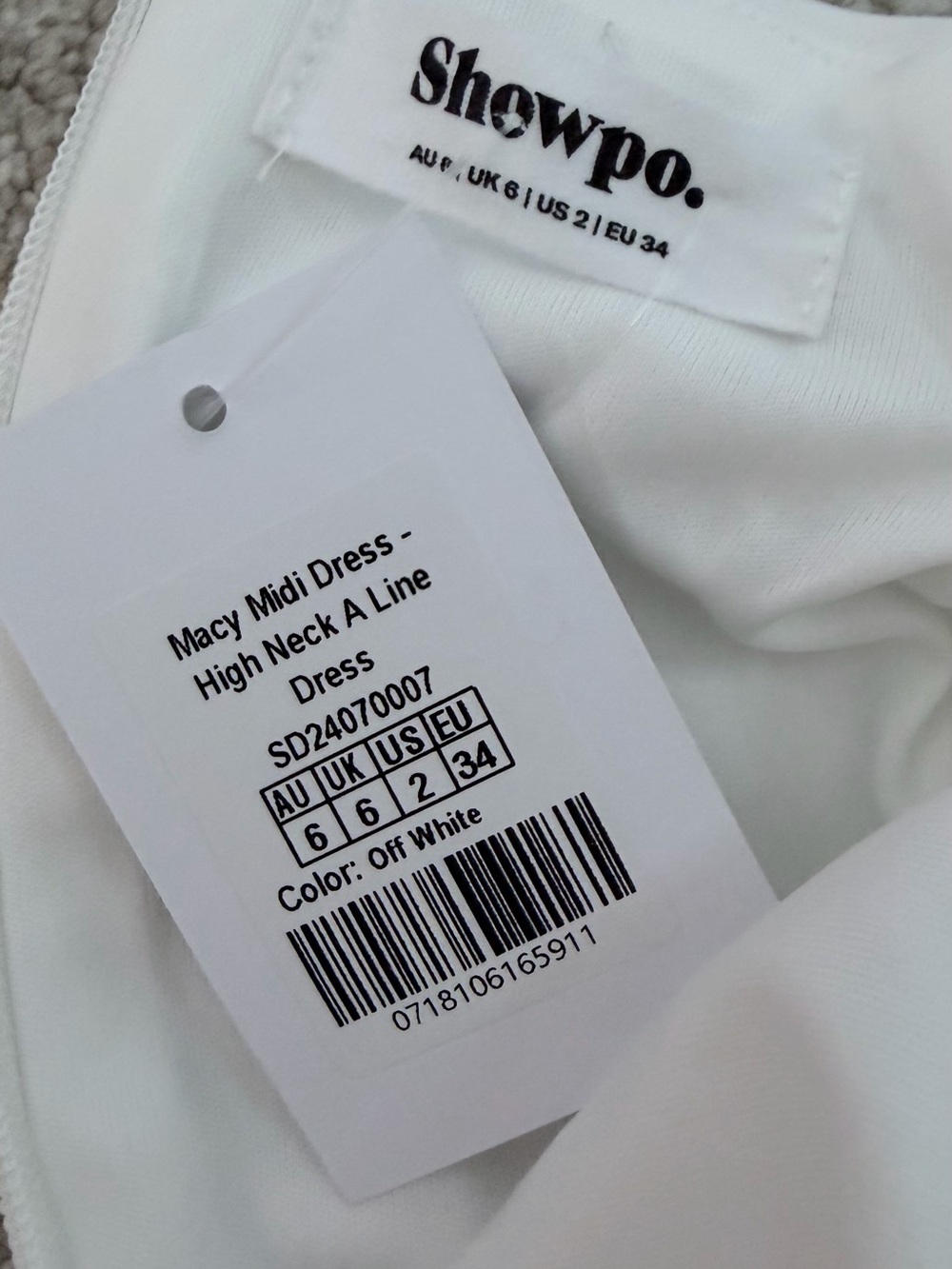 NWT Showpo MACY Off White High-Neck A-line Midi Dress with pockets Sz 2 - Picture 8 of 10